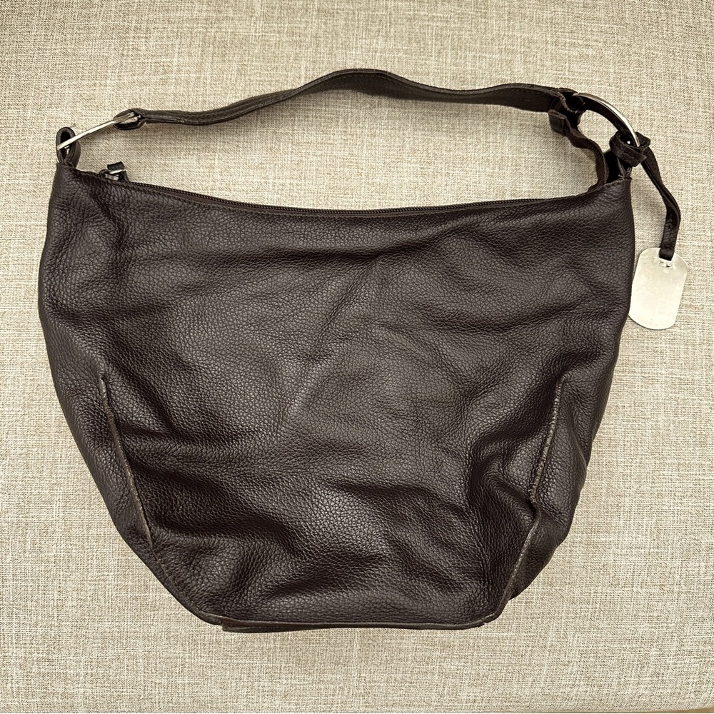 Furla Vintage Pebbled Genuine Leather Hobo Handbag